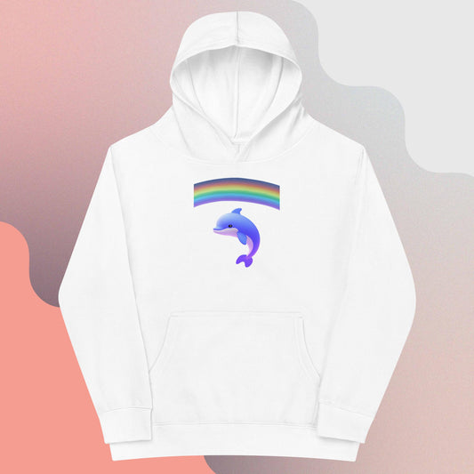 Dolphin with a Rainbow - Youth Fleece Hoodie